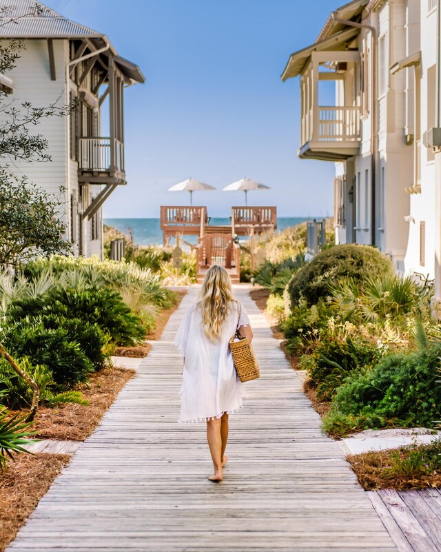 view of property's community with a water view