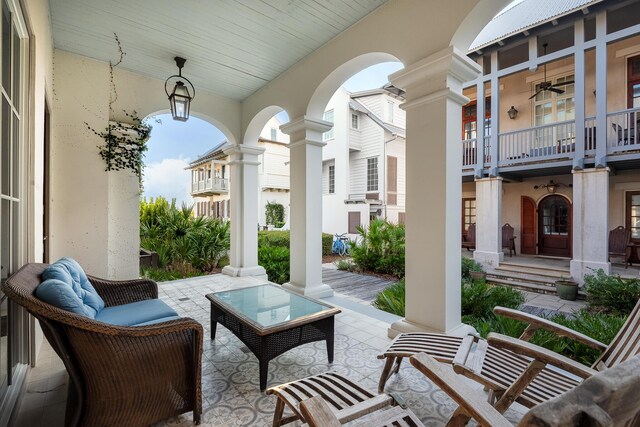 view of patio / terrace featuring a balcony