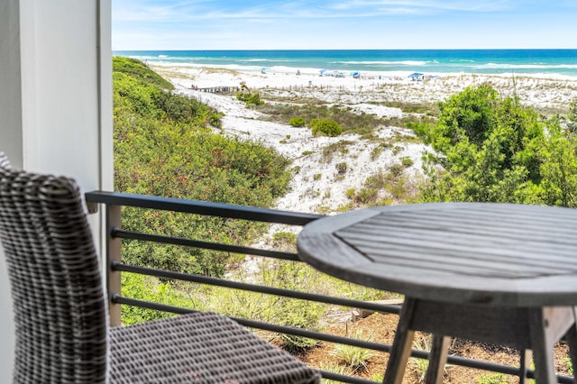 view of water feature featuring a view of the beach