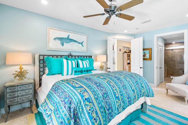 bedroom featuring ceiling fan