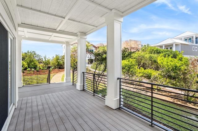 deck with covered porch