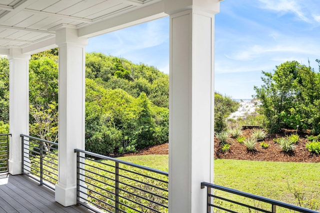 deck featuring a yard