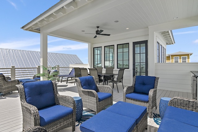 view of patio / terrace with outdoor lounge area and ceiling fan