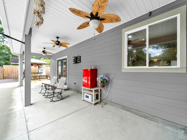 view of patio / terrace featuring ceiling fan