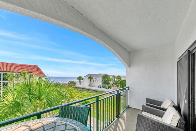 balcony with a water view