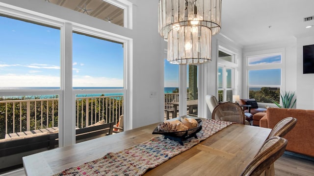 55 Nature Way Unit 100-1, Santa Rosa Beach, FL 32459 - dining area featuring plenty of natural light, a chandelier, and wood finished floors