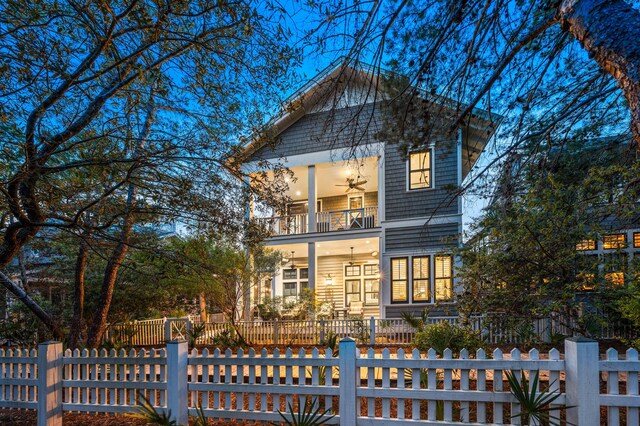 view of front of home with a balcony