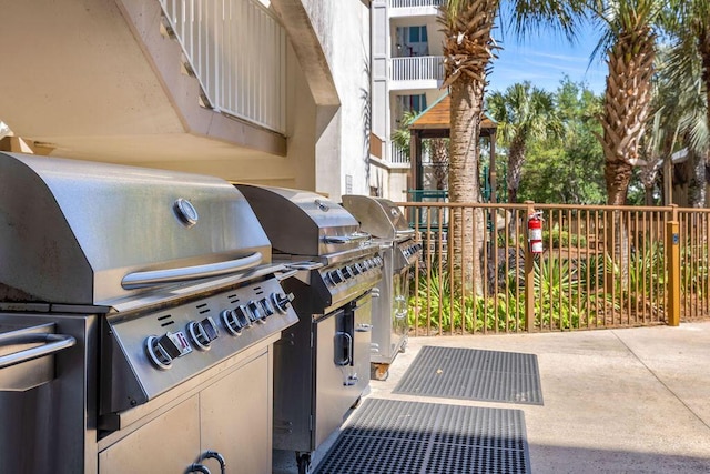 view of patio / terrace featuring a grill