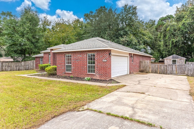 garage featuring a yard