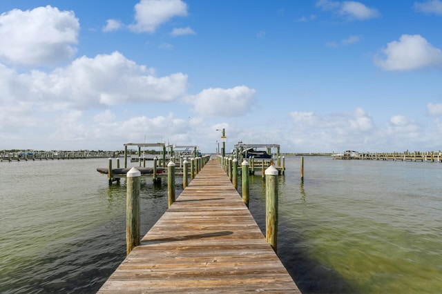 view of dock featuring a water view