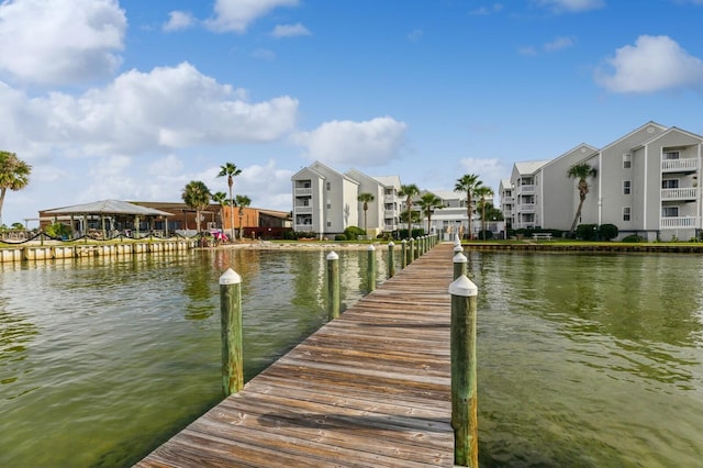 view of dock featuring a water view