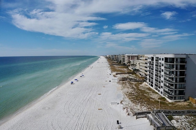 view of water feature featuring a beach view