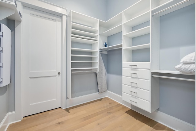 walk in closet featuring light wood-style flooring