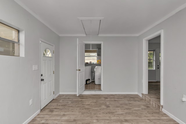 entryway featuring light wood-type flooring and a wealth of natural light