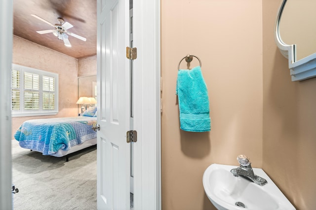 bathroom featuring sink and ceiling fan