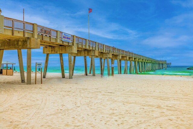 exterior space featuring a beach view