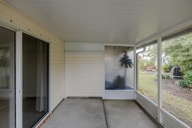 view of unfurnished sunroom