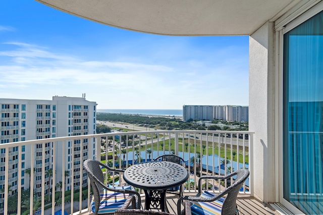 balcony with a water view