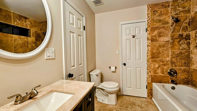 full bathroom with vanity, toilet, and tub / shower combination