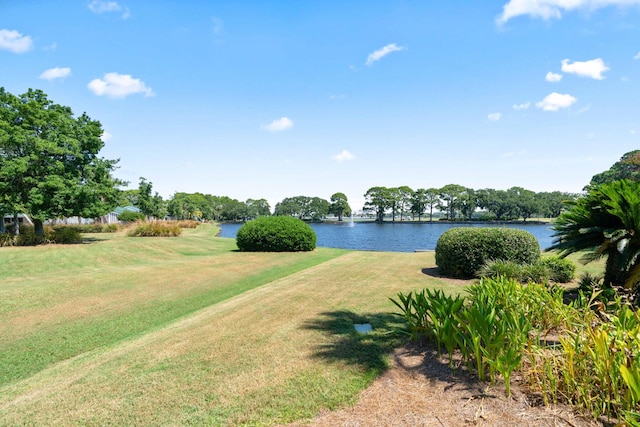 view of yard featuring a water view