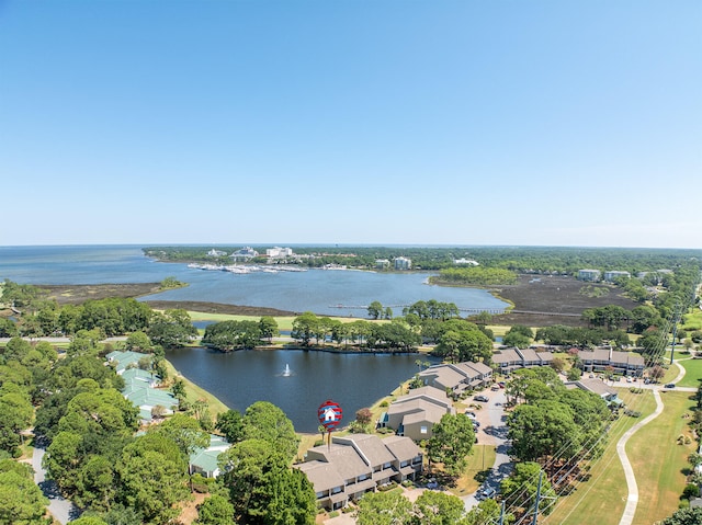 bird's eye view featuring a water view