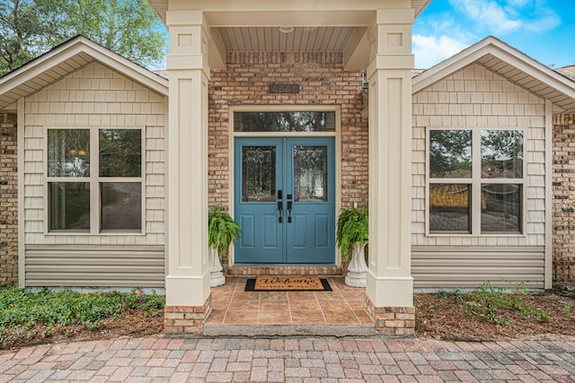 property entrance with french doors