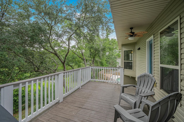 deck featuring ceiling fan