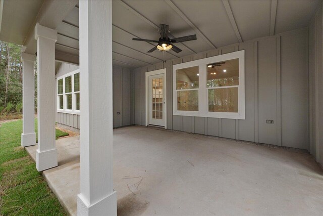 view of patio / terrace with ceiling fan