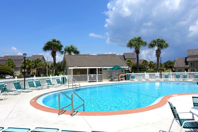 view of pool featuring a patio