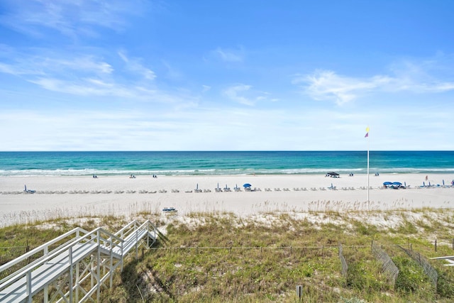 view of water feature featuring a beach view