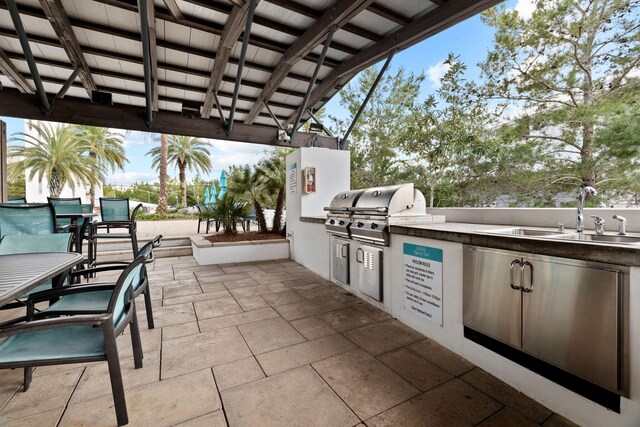 view of patio / terrace featuring area for grilling, grilling area, and sink