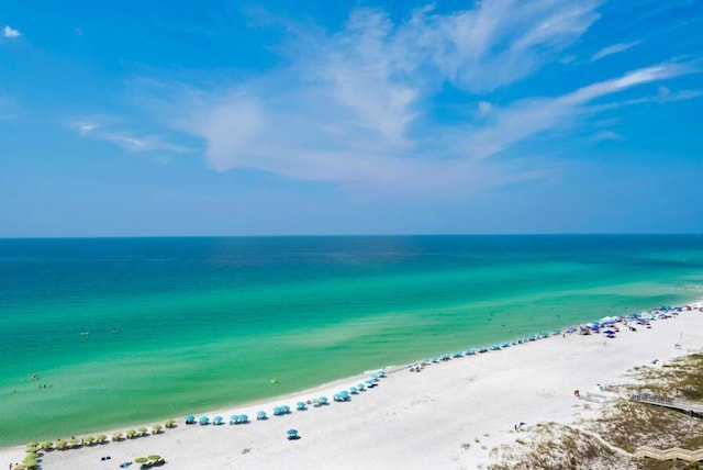 property view of water featuring a view of the beach