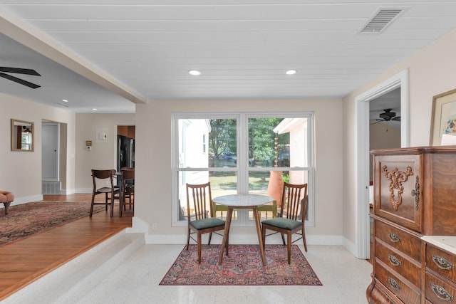 dining area featuring ceiling fan