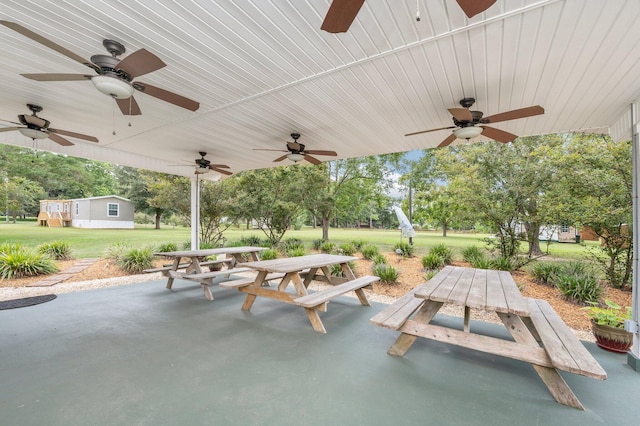 view of patio / terrace featuring ceiling fan