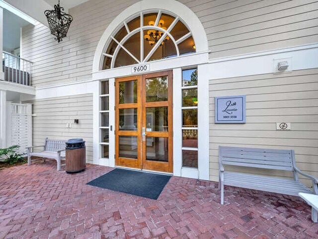 property entrance featuring french doors