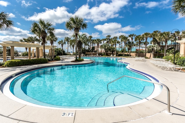 view of pool featuring a patio