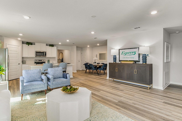 living room featuring light hardwood / wood-style flooring