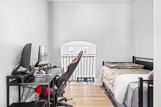 bedroom featuring light wood-type flooring