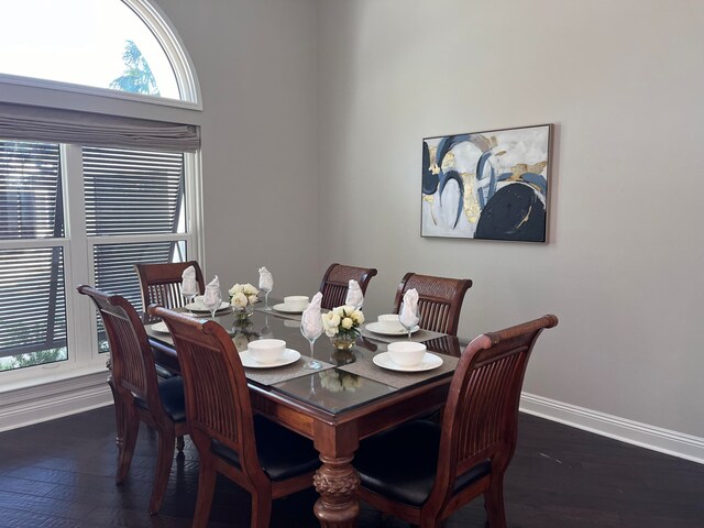 dining area featuring dark hardwood / wood-style flooring