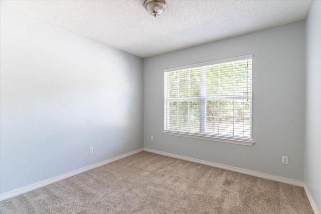 carpeted spare room with a textured ceiling