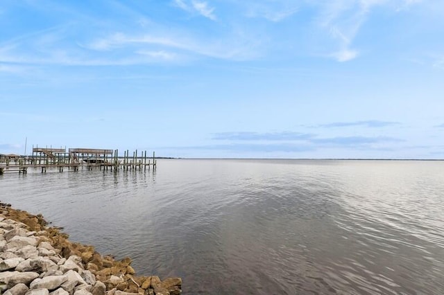 view of dock featuring a water view