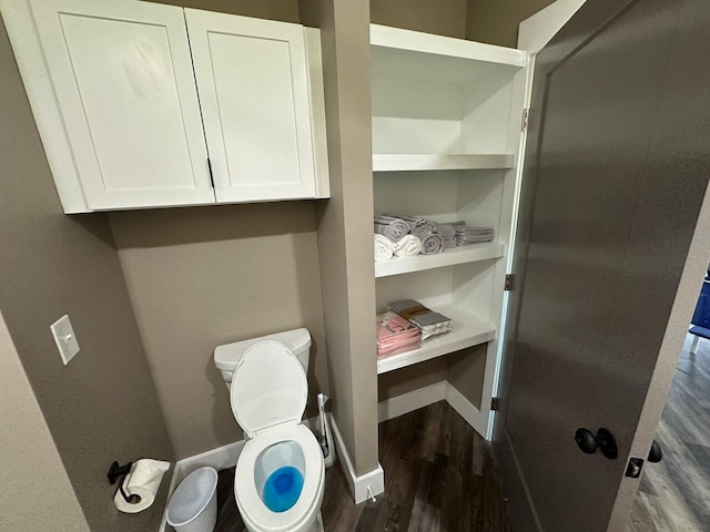 bathroom with wood-type flooring and toilet