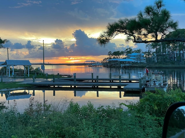 view of dock featuring a water view