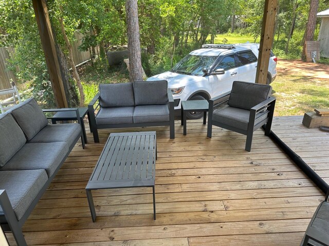 deck with an outdoor living space