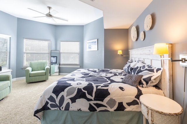 bedroom featuring carpet and ceiling fan