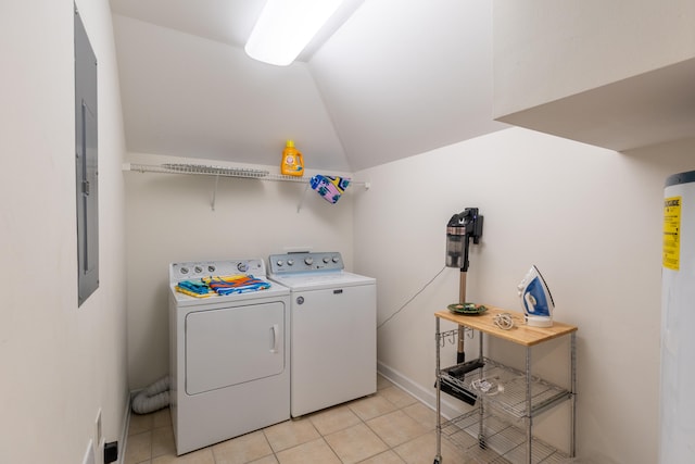 washroom featuring washer and dryer and light tile patterned floors