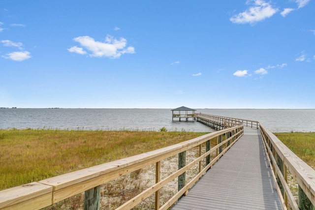 view of dock featuring a water view