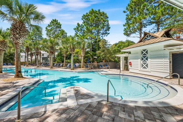 view of pool featuring a patio