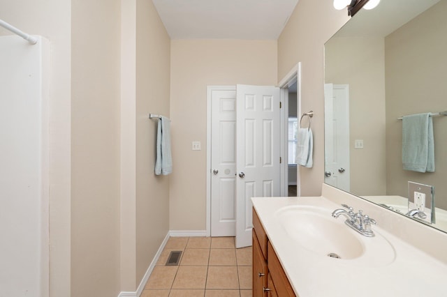 bathroom with vanity and tile patterned floors