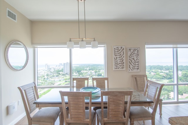 dining room with light hardwood / wood-style flooring